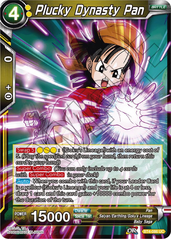 Plucky Dynasty Pan Foil BT4-086 Colossal Warfare Dragonball Super card