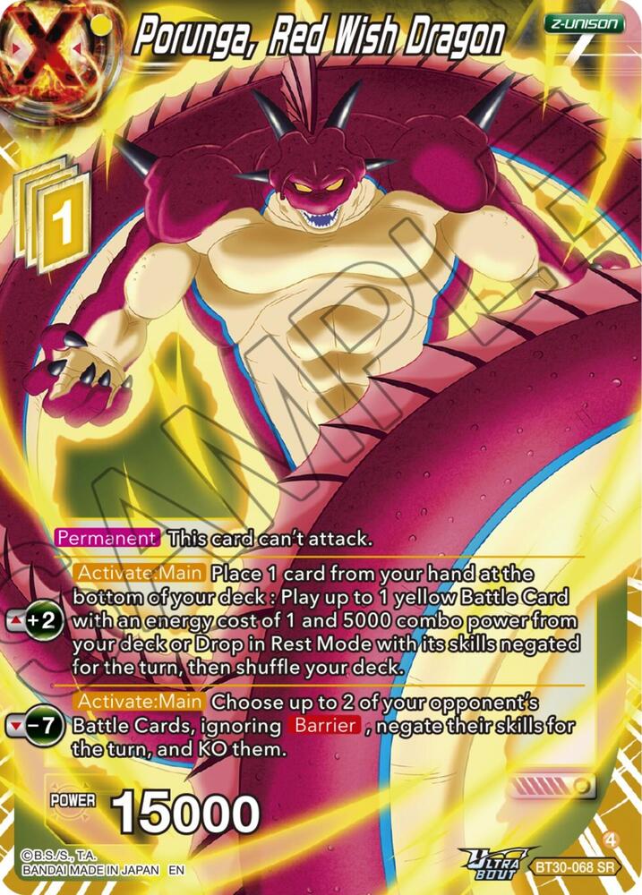 Porunga Red Wish Dragon BT30-068 Three Glorious Fighters Dragonball Super card