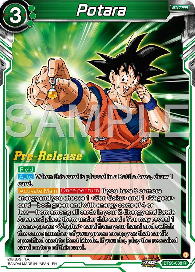 Potara BT26-088 Ultimate Advent Pre-Release Cards Dragonball Super card