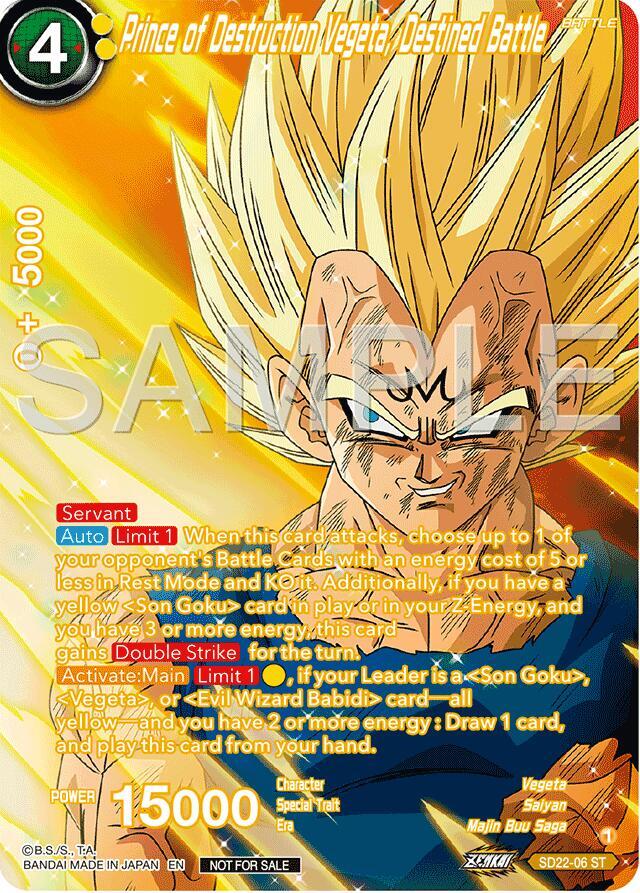 Prince of Destruction Vegeta Destined Battle Premium Alt Art Card Set 2024 Vol2 SD22-06 Promotion Cards Dragonball Super card