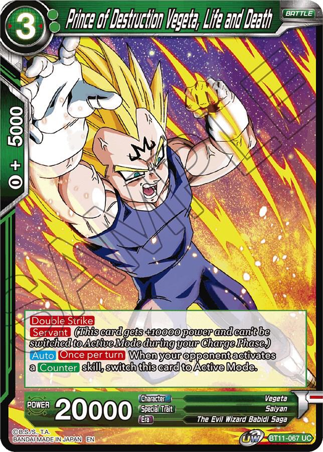 Prince of Destruction Vegeta Life and Death BT11-067 Vermilion Bloodline Dragonball Super card