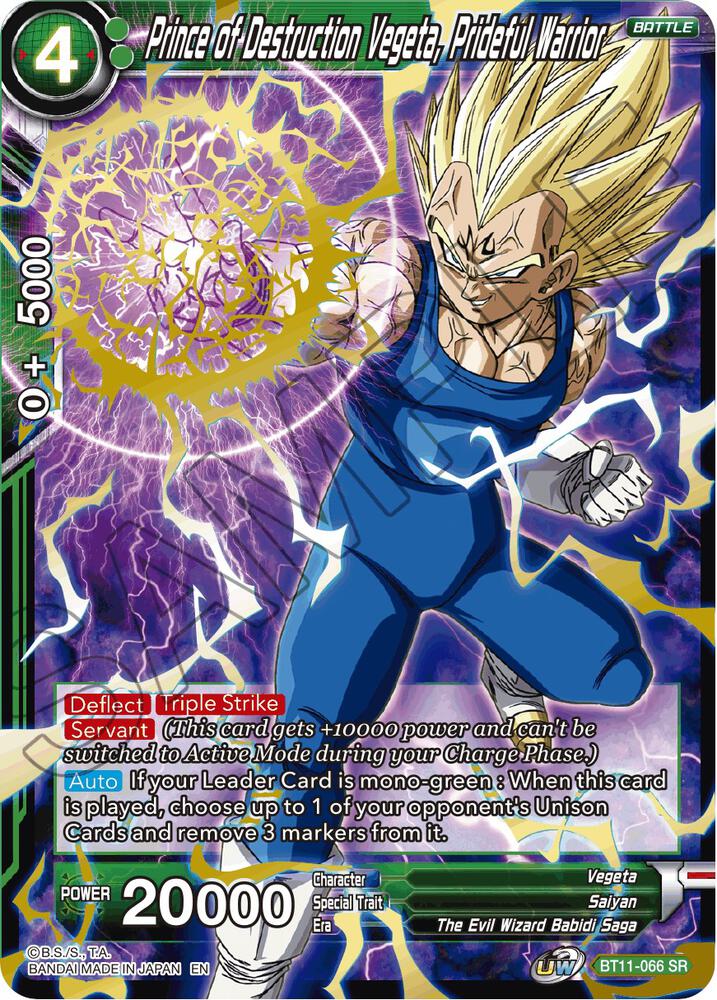 Prince of Destruction Vegeta Prideful Warrior BT11-066 Vermilion Bloodline Dragonball Super card