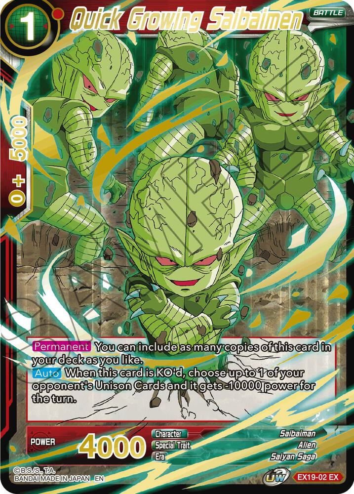 Quick Growing Saibaimen Foil EX19-02 Special Anniversary Set 2021 Dragonball Super card
