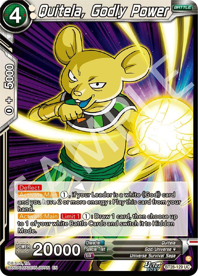 Quitela Godly Power Foil BT28-129 Prismatic Clash Dragonball Super card