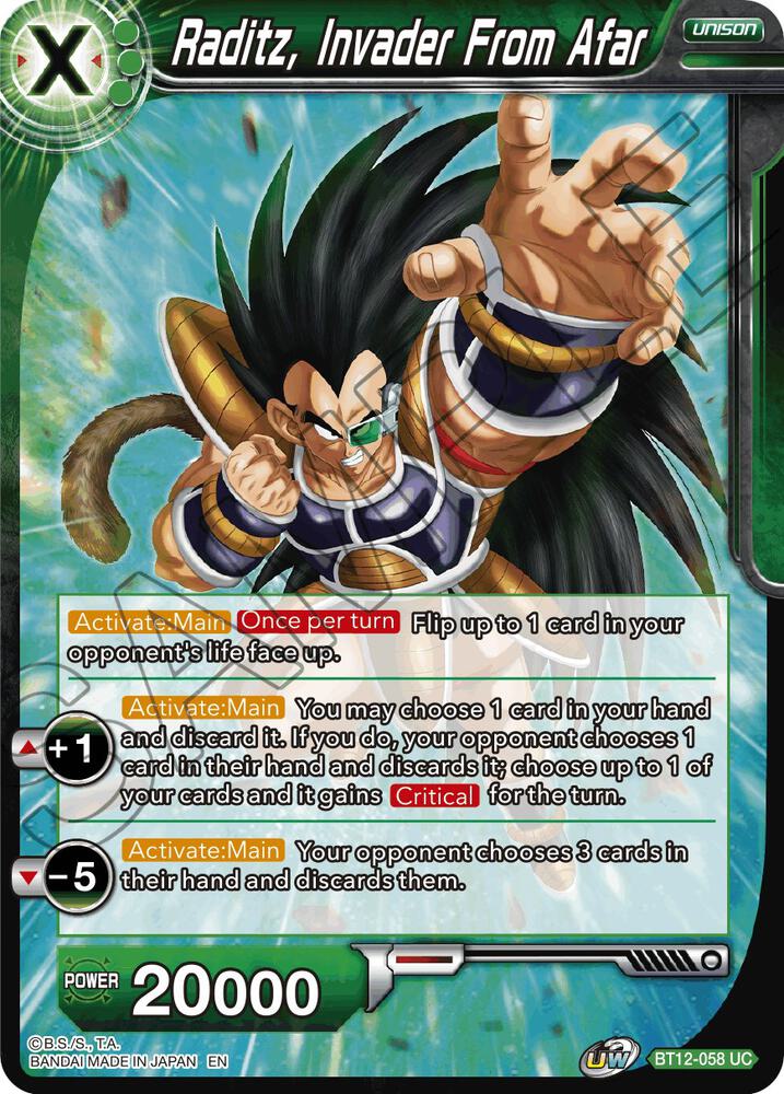 Raditz Invader From Afar Foil BT12-058 Vicious Rejuvenation Dragonball Super card