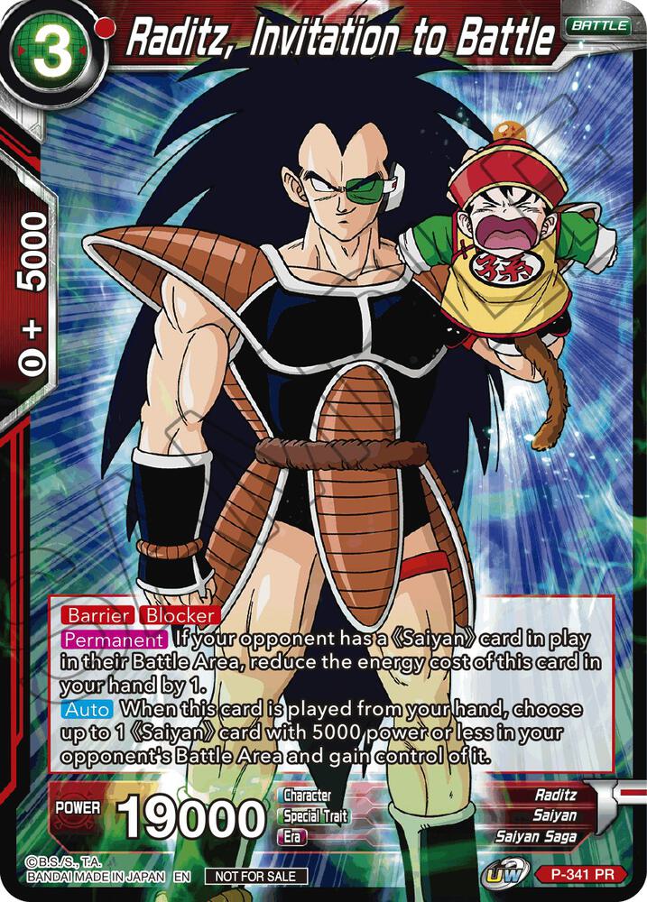 Raditz Invitation to Battle P-341 Tournament Promotion Cards Dragonball Super card
