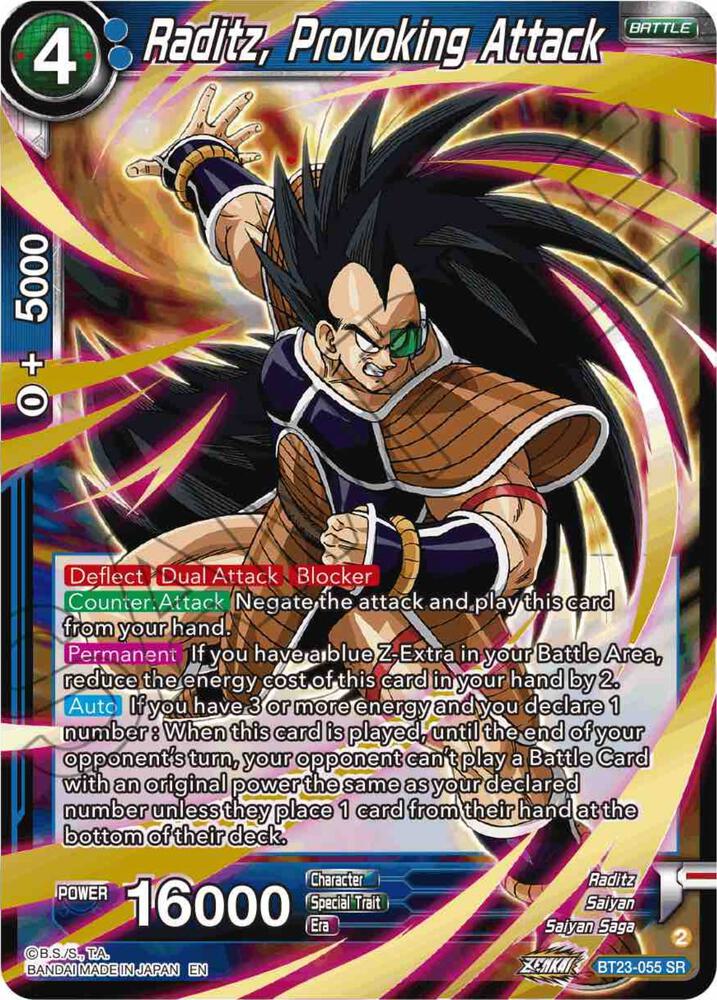Raditz Provoking Attack BT23-055 Perfect Combination Dragonball Super card