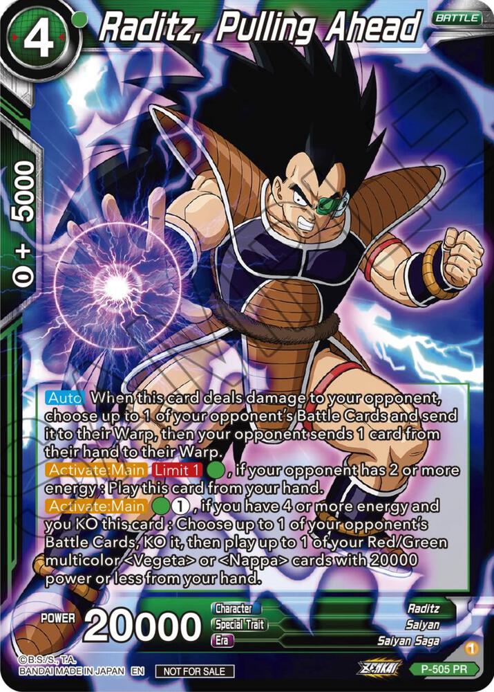Raditz Pulling Ahead Zenkai Series Tournament Pack Vol4 P-505 Tournament Promotion Cards Dragonball Super card
