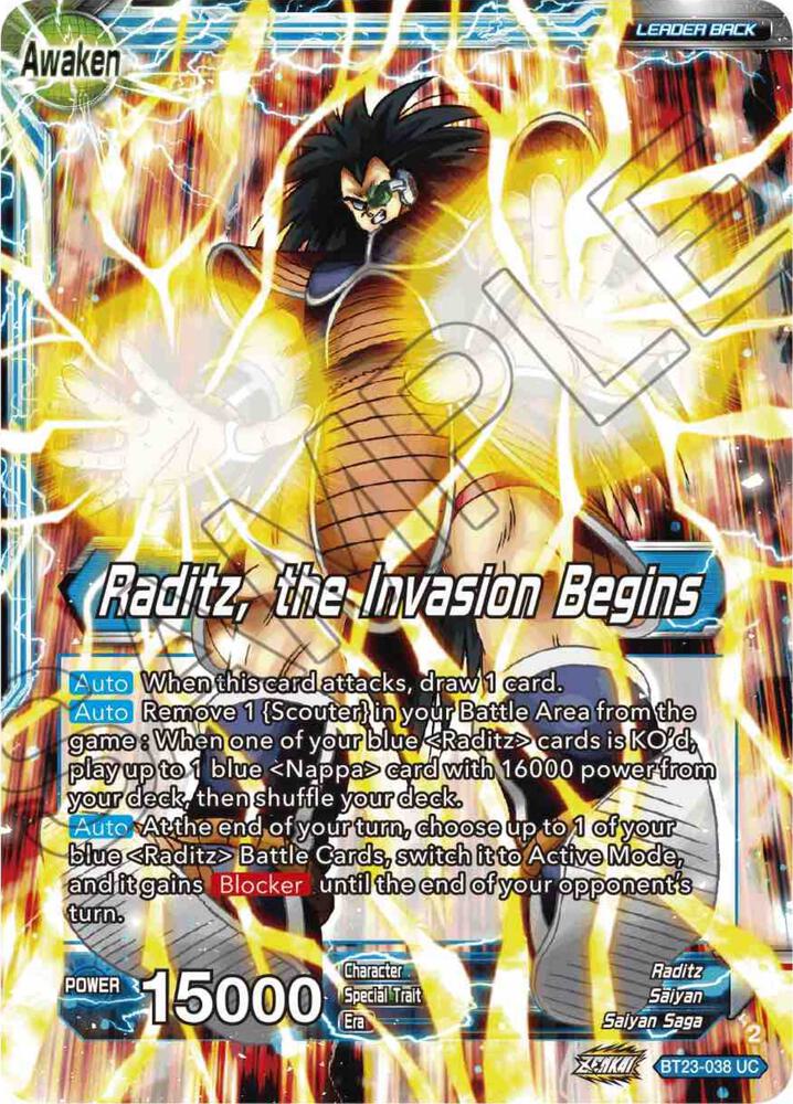 Raditz Raditz the Invasion Begins Foil BT23-038 Perfect Combination Dragonball Super card