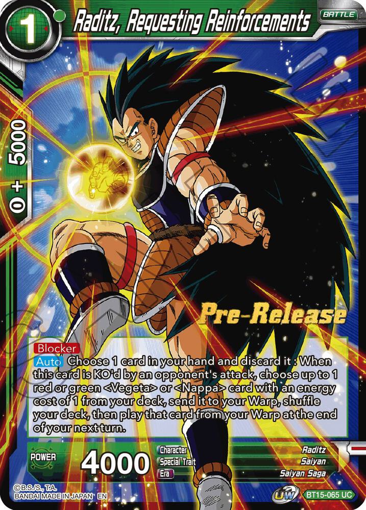 Raditz Requesting Reinforcements BT15-065 Saiyan Showdown Pre-Release Cards Dragonball Super card