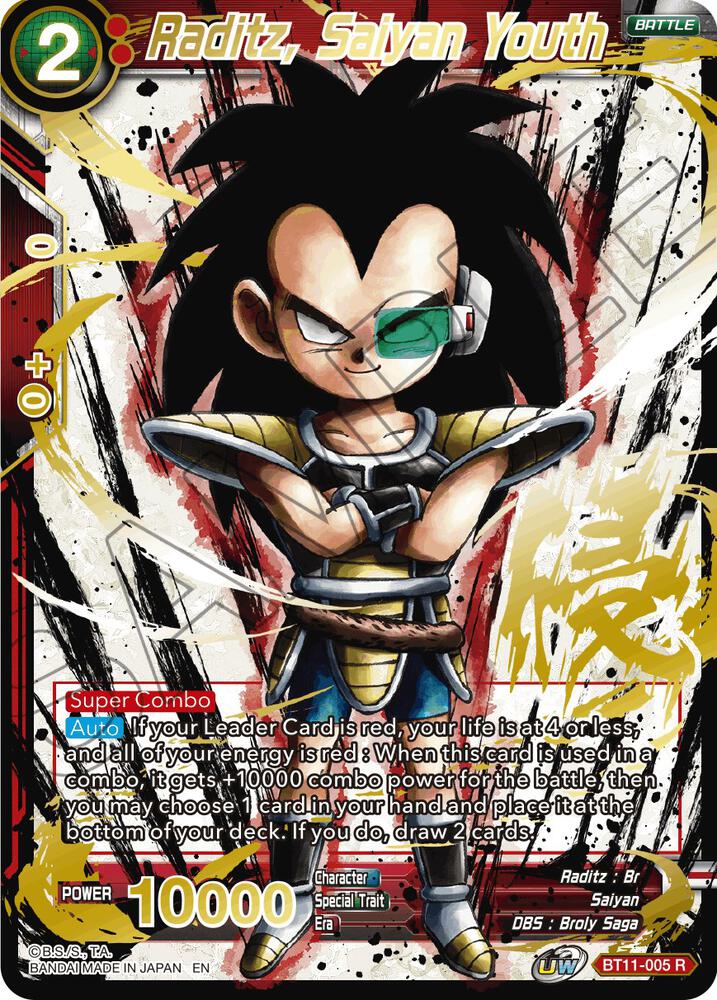Raditz Saiyan Youth Alternate Art Foil BT11-005 Special Anniversary Set 2021 Dragonball Super card