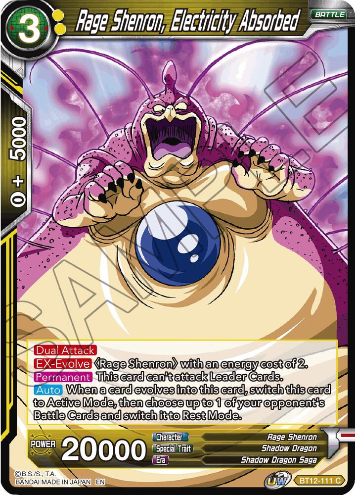 Rage Shenron Electricity Absorbed Foil BT12-111 Vicious Rejuvenation Dragonball Super card