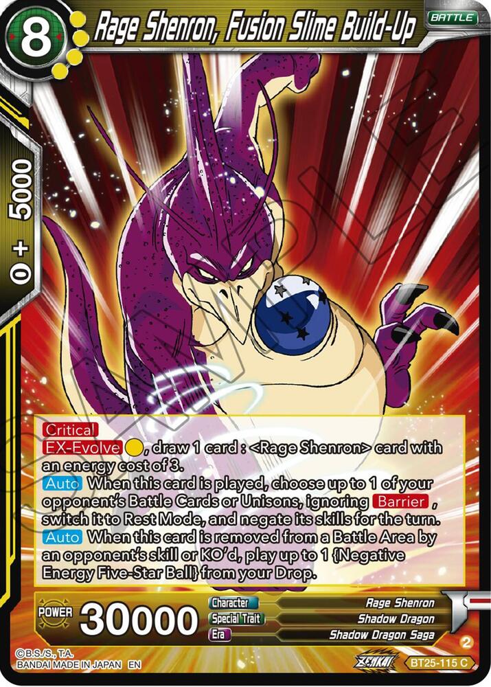 Rage Shenron Fusion Slime Build Up BT25-115 Legend of the Dragon Balls Dragonball Super card