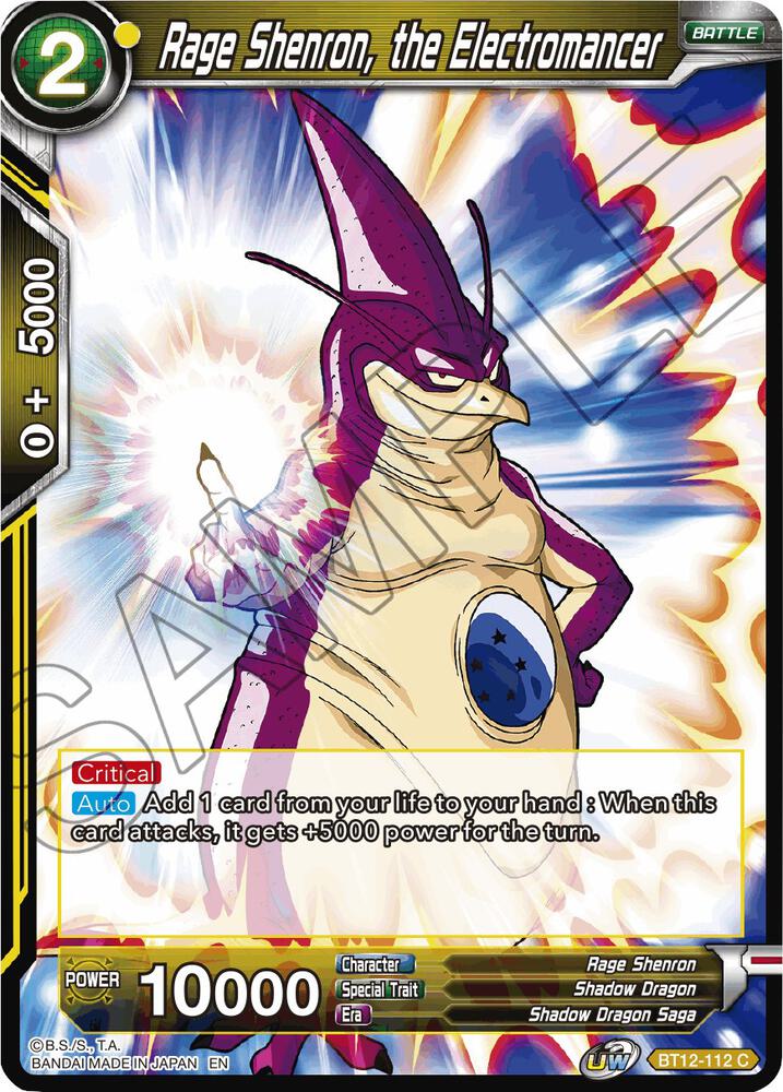 Rage Shenron the Electromancer Foil BT12-112 Vicious Rejuvenation Dragonball Super card