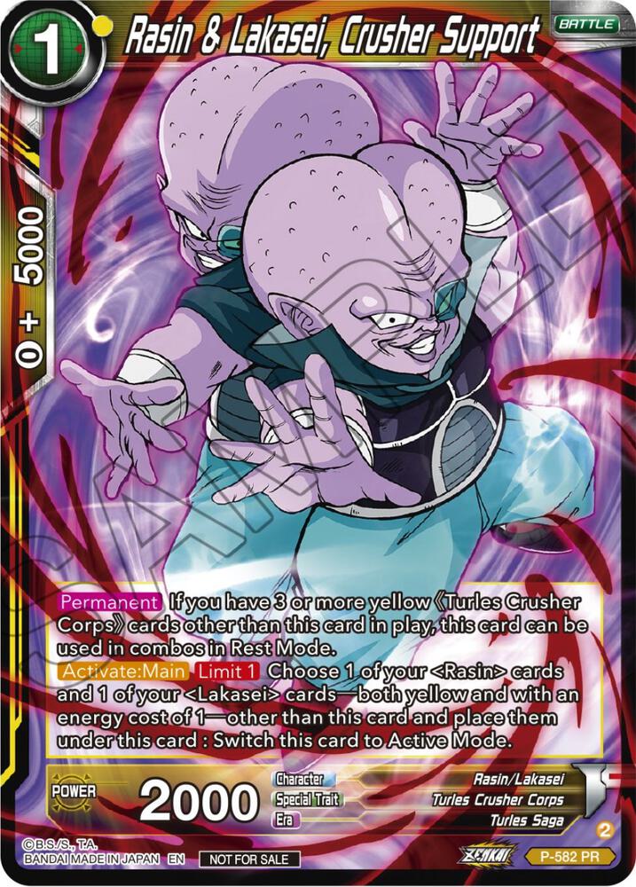 Rasin and Lakasei Crusher Support Zenkai Series Tournament Pack Vol7 P-582 Tournament Promotion Cards Dragonball Super card