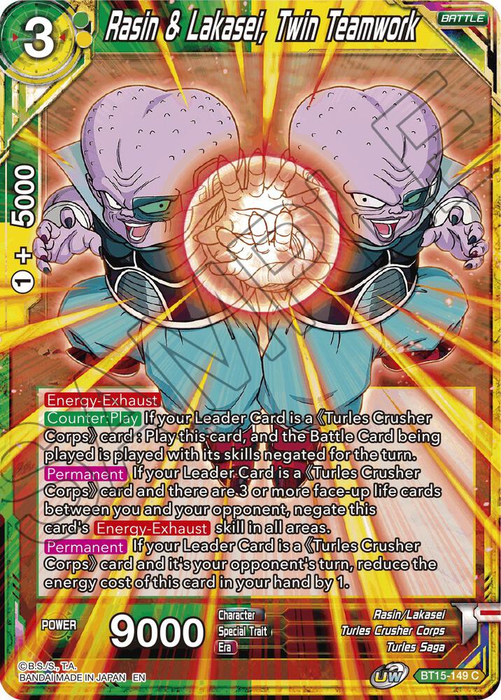Rasin and Lakasei Twin Teamwork BT15-149 Saiyan Showdown Dragonball Super card