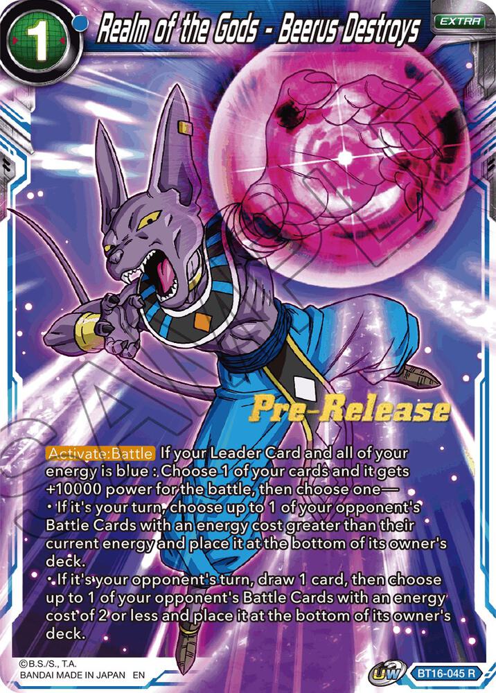 Realm of the Gods Beerus Destroys BT16-045 Realm of the Gods Pre-Release Cards Dragonball Super card