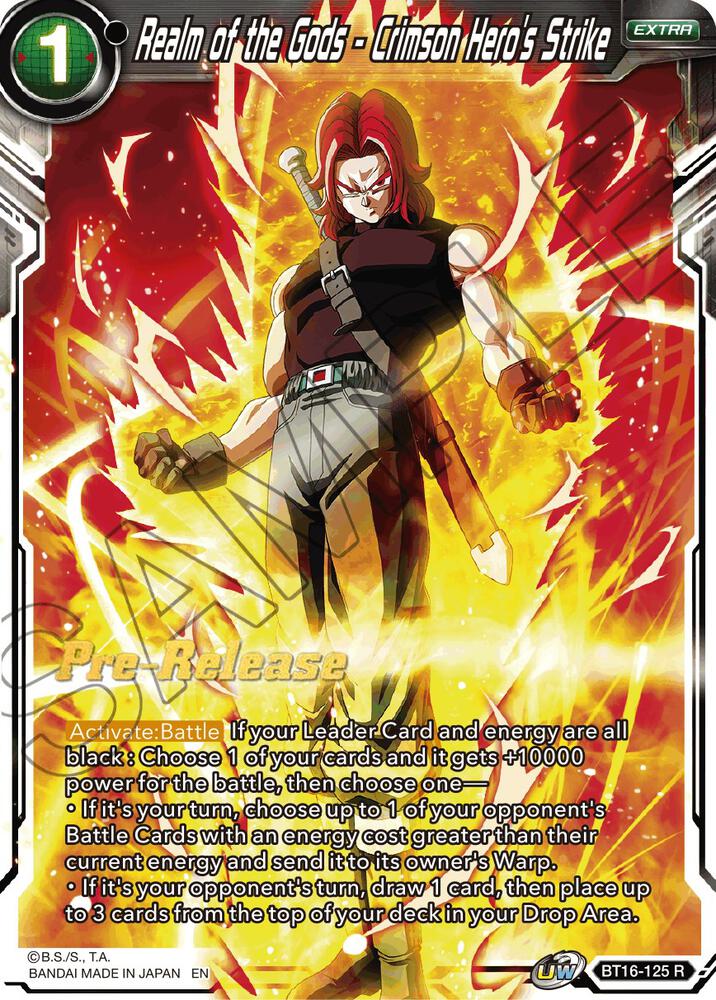 Realm of the Gods Crimson Heros Strike BT16-125 Realm of the Gods Pre-Release Cards Dragonball Super card