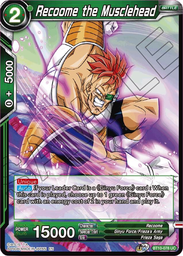 Recoome the Musclehead BT10-078 Rise of the Unison Warrior Dragonball Super card