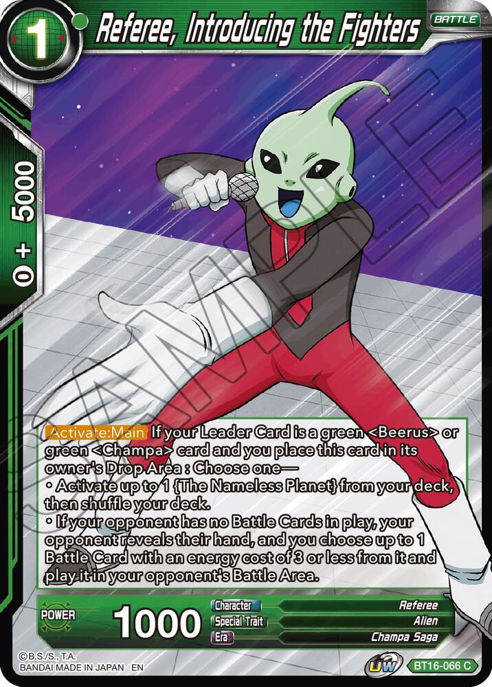 Referee Introducing the Fighters BT16-066 Realm of the Gods Dragonball Super card