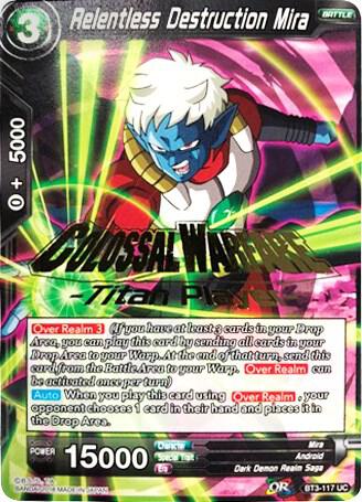 Relentless Destruction Mira Titan Player Stamped BT3-117 Tournament Promotion Cards Dragonball Super card