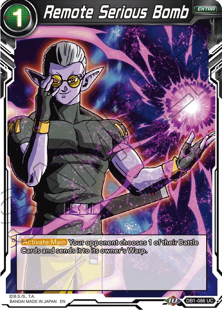 Remote Serious Bomb Reprint DB1-086 Battle Evolution Booster Dragonball Super card