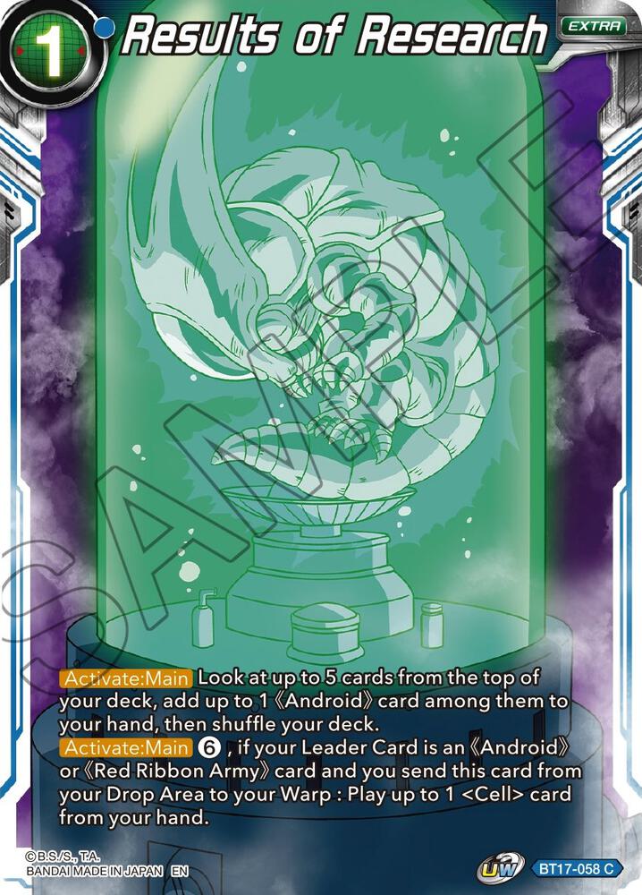 Results of Research BT17-058 Ultimate Squad Dragonball Super card
