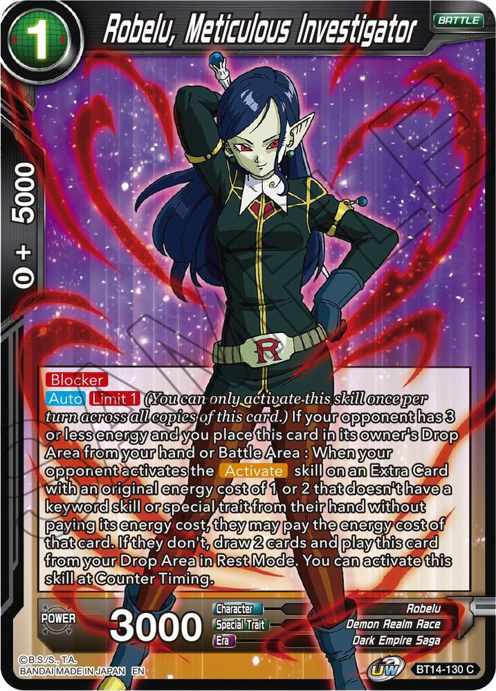 Robelu Meticulous Investigator BT14-130 Cross Spirits Dragonball Super card