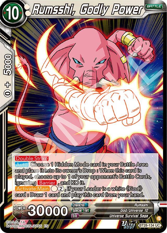 Rumsshi Godly Power Foil BT28-134 Prismatic Clash Dragonball Super card