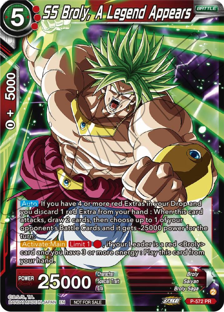 SS Broly A Legend Appears Zenkai Series Tournament Pack Vol7 P-572 Tournament Promotion Cards Dragonball Super card