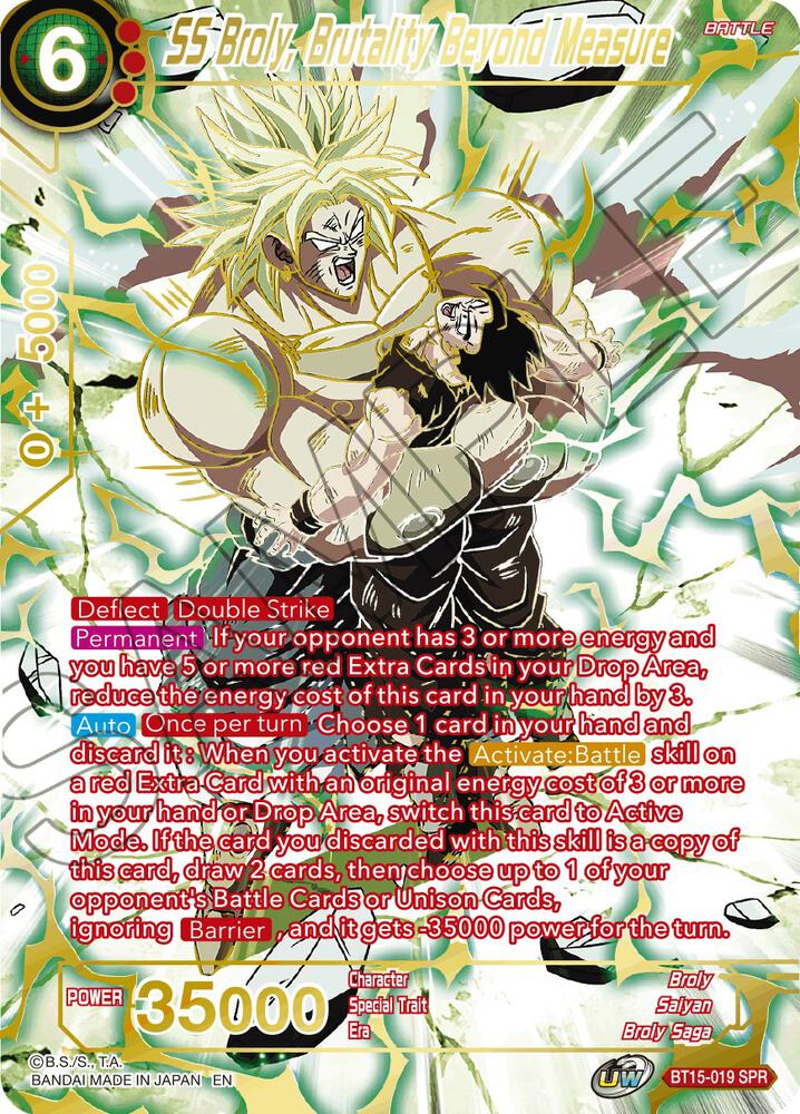 SS Broly Brutality Beyond Measure SPR BT15-019 Saiyan Showdown Dragonball Super card