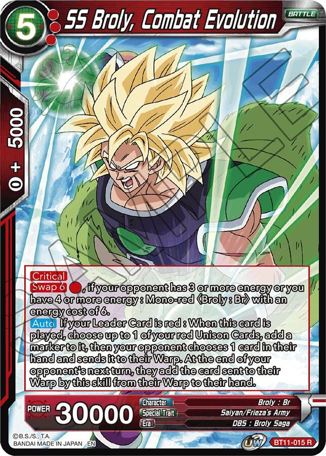 SS Broly Combat Evolution BT11-015 Vermilion Bloodline Dragonball Super card