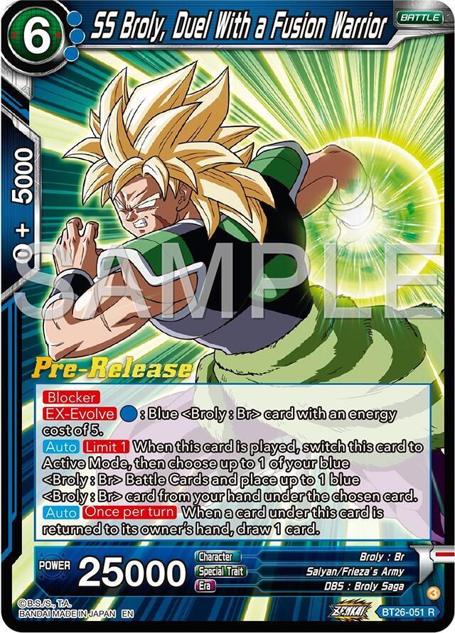 SS Broly Duel With a Fusion Warrior BT26-051 Ultimate Advent Pre-Release Cards Dragonball Super card