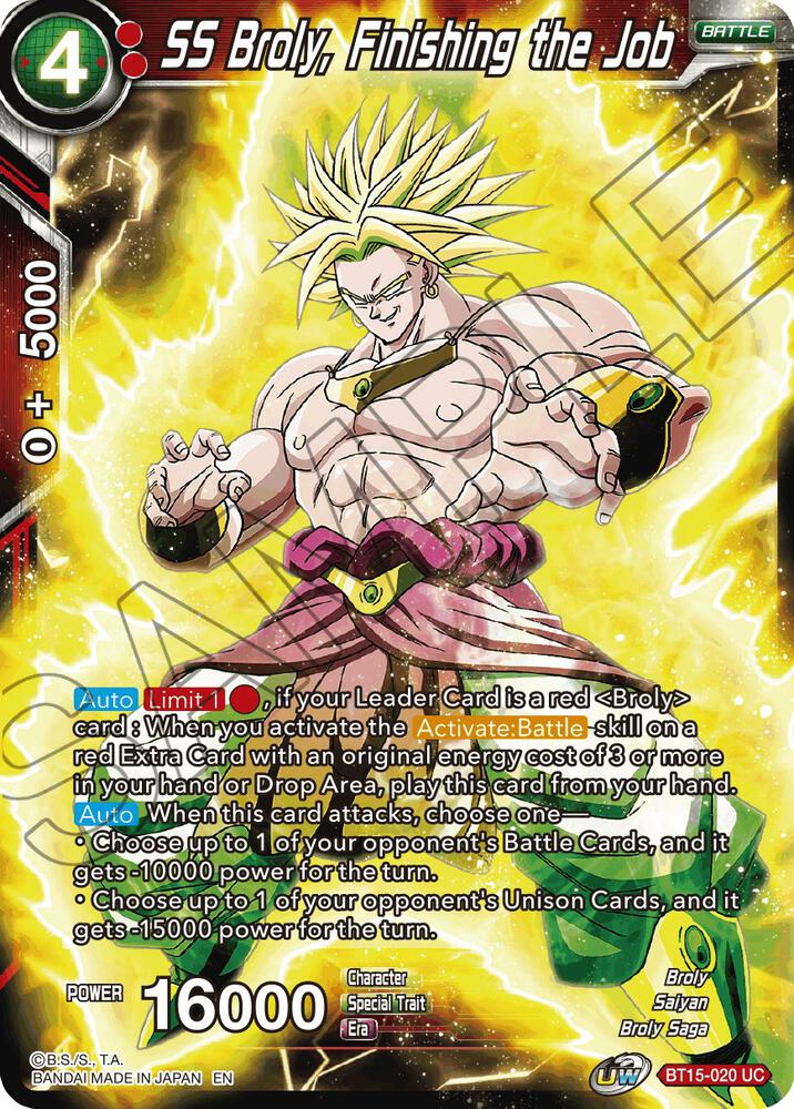SS Broly Finishing the Job Foil BT15-020 Saiyan Showdown Dragonball Super card