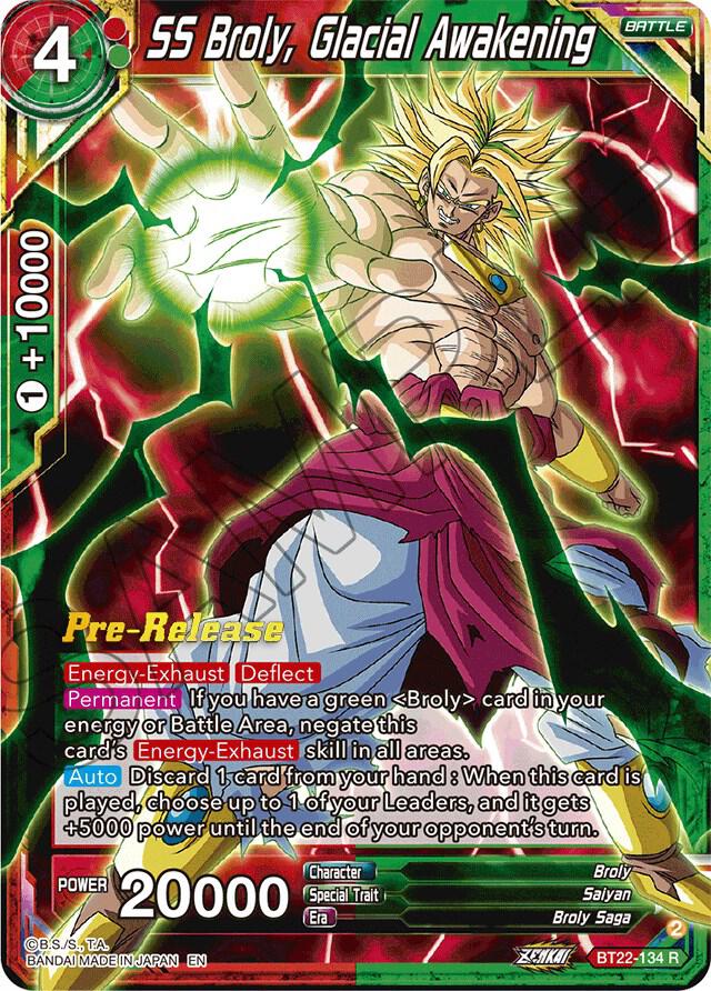 SS Broly Glacial Awakening BT22-134 Critical Blow Pre-Release Cards Dragonball Super card