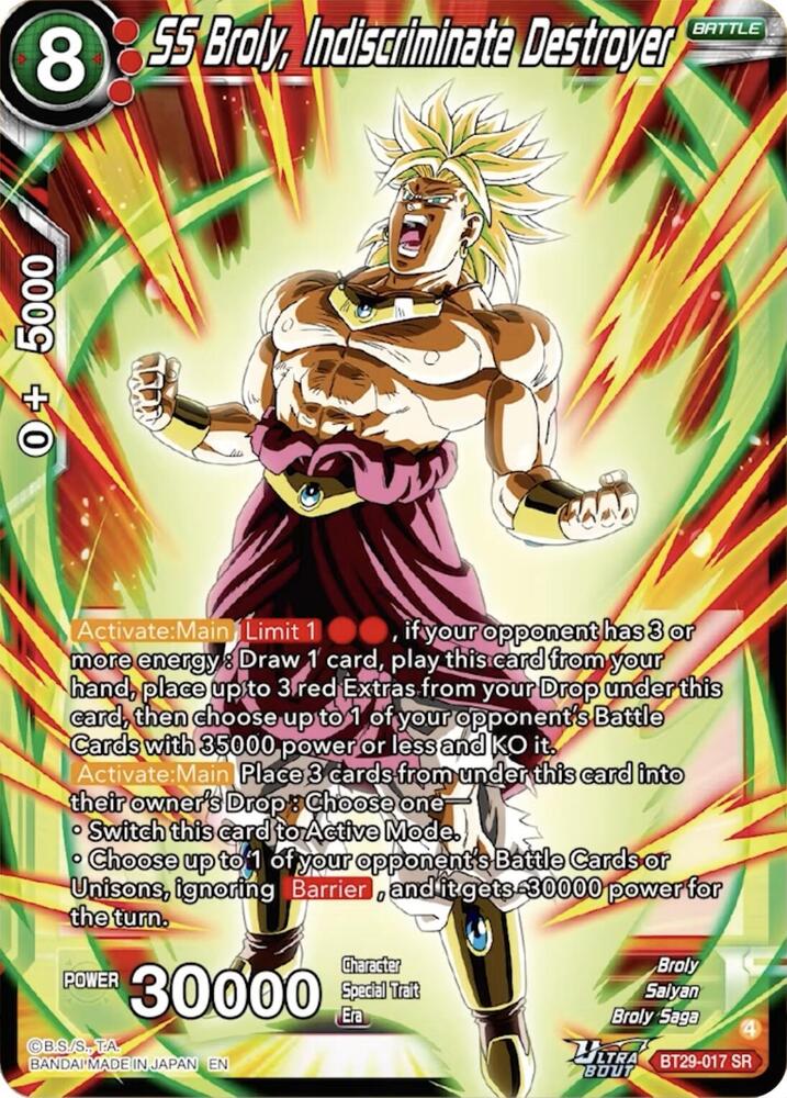 SS Broly Indiscriminate Destroyer BT29-017 Fearsome Rivals Dragonball Super card