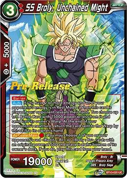 SS Broly Unchained Might BT13-025 Supreme Rivalry Pre-Release Cards Dragonball Super card
