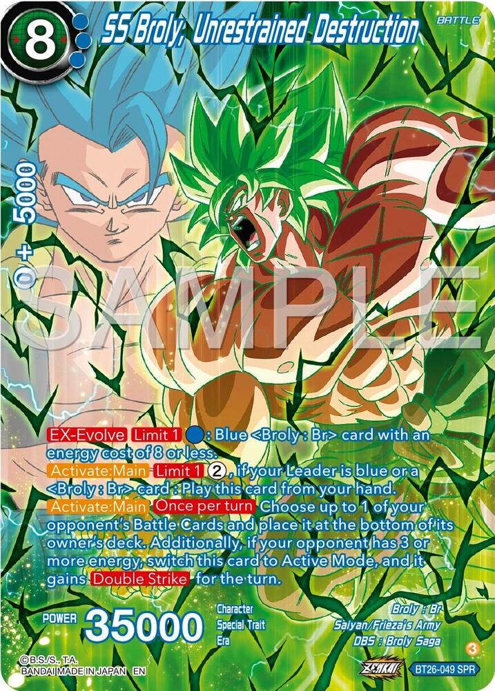SS Broly Unrestrained Destruction SPR BT26-049 Ultimate Advent Dragonball Super card