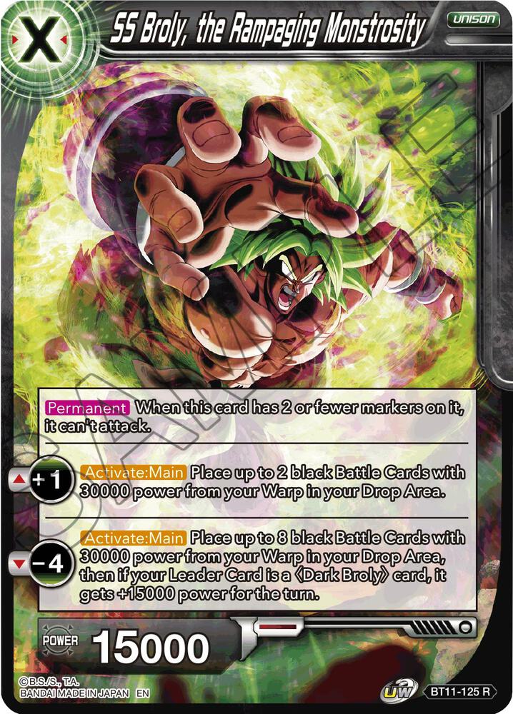 SS Broly the Rampaging Monstrosity Foil BT11-125 Vermilion Bloodline Dragonball Super card