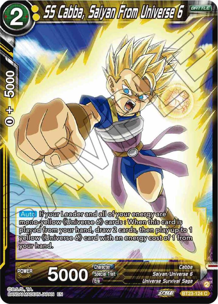 SS Cabba Saiyan From Universe 6 Foil BT23-124 Perfect Combination Dragonball Super card