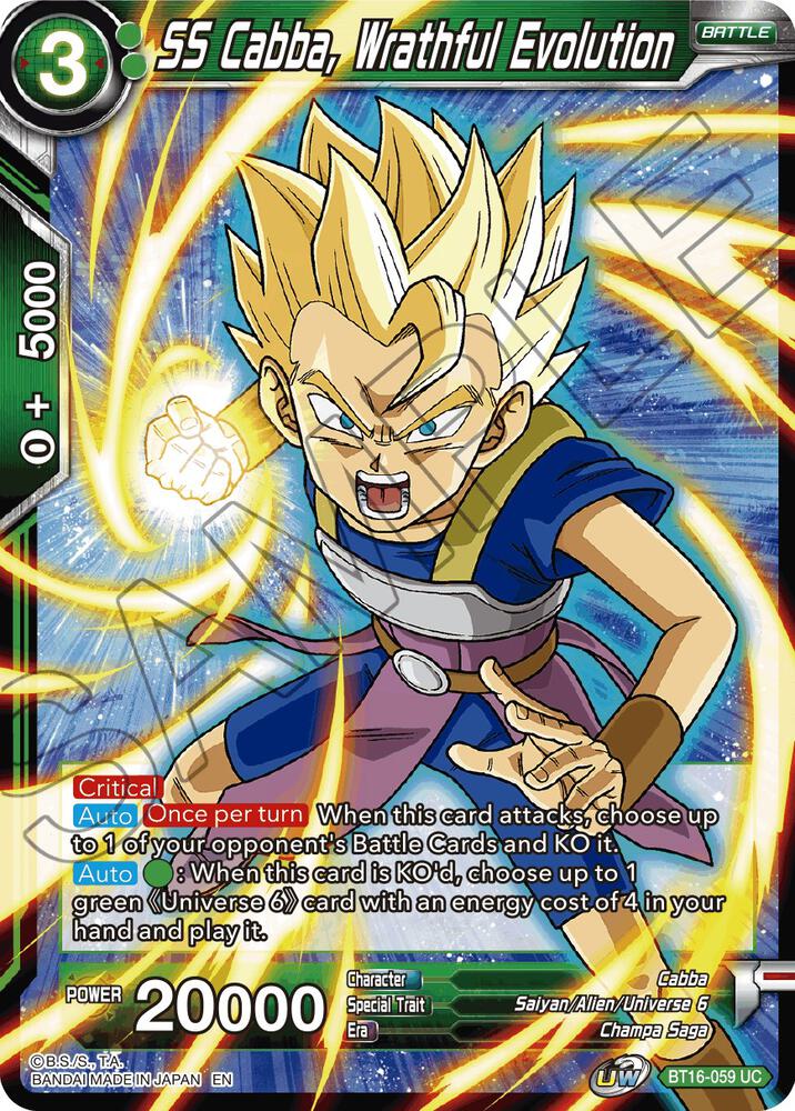 SS Cabba Wrathful Evolution Foil BT16-059 Realm of the Gods Dragonball Super card