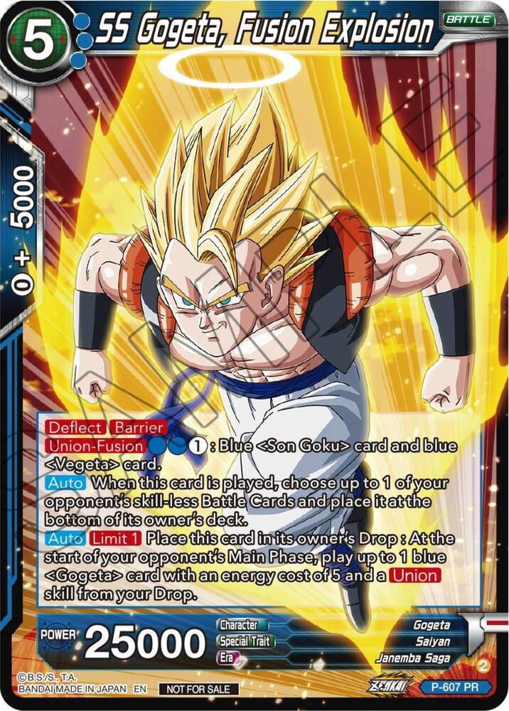 SS Gogeta Fusion Explosion Zenkai Series Tournament Pack Vol8 P-607 Tournament Promotion Cards Dragonball Super card
