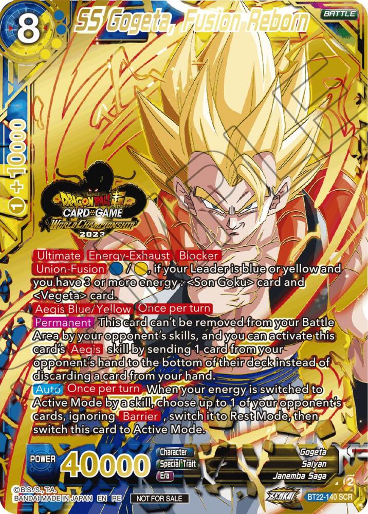 SS Gogeta Fusion Reborn 2023 World Championship Stamp BT22-140 Tournament Promotion Cards Dragonball Super card