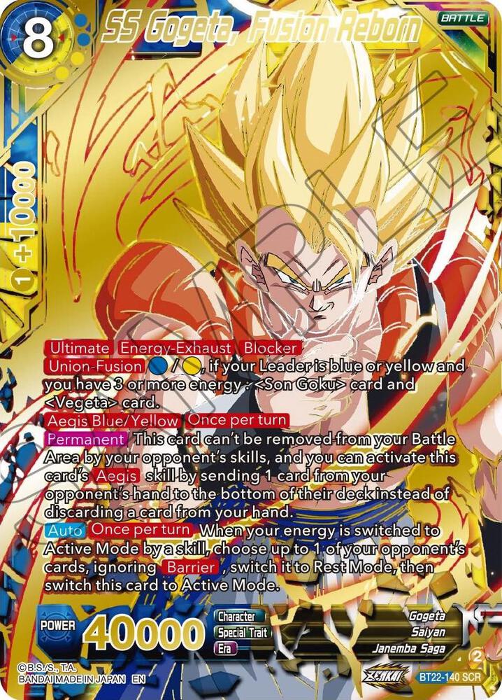 SS Gogeta Fusion Reborn BT22-140 Critical Blow Dragonball Super card