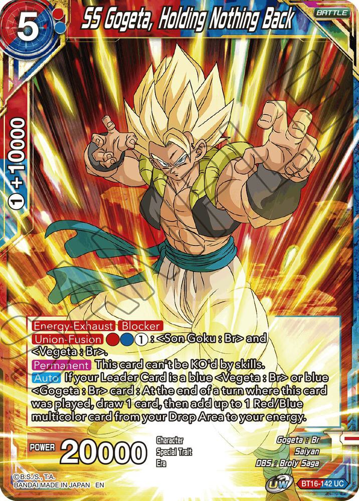 SS Gogeta Holding Nothing Back BT16-142 Realm of the Gods Dragonball Super card