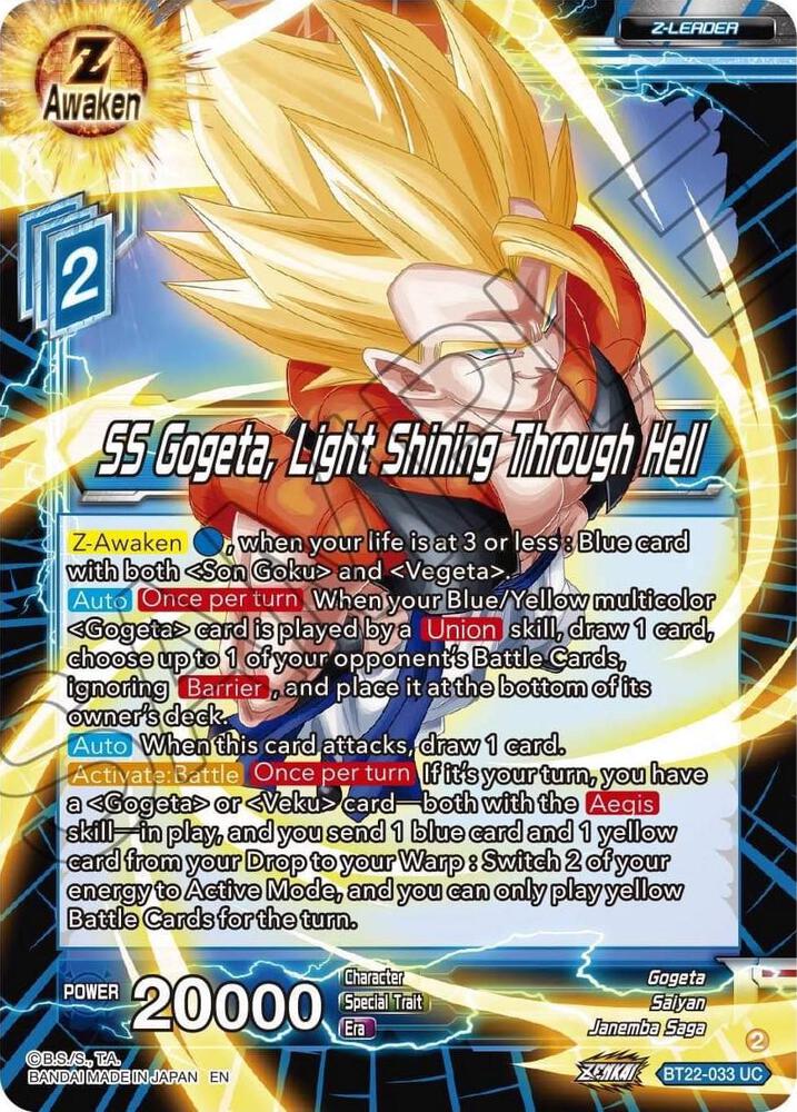 SS Gogeta Light Shining Through Hell Foil BT22-033 Critical Blow Dragonball Super card
