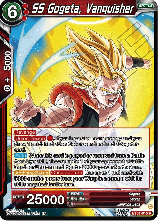 SS Gogeta Vanquisher BT31-015 Impact Beyond Dimensions Dragonball Super card