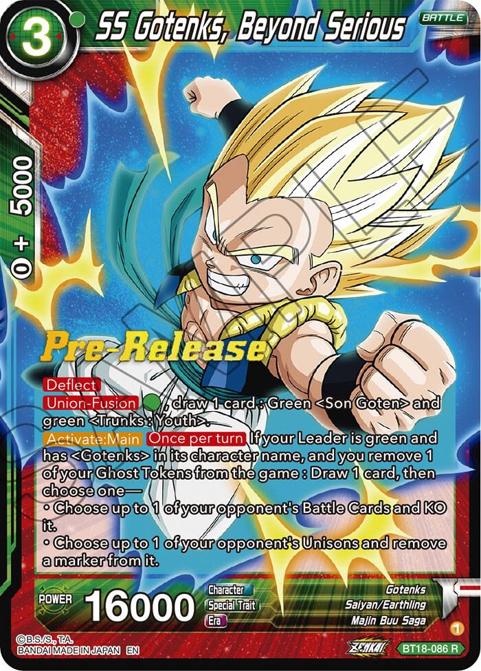 SS Gotenks Beyond Serious BT18-086 Dawn of the Z-Legends Pre-Release Cards Dragonball Super card