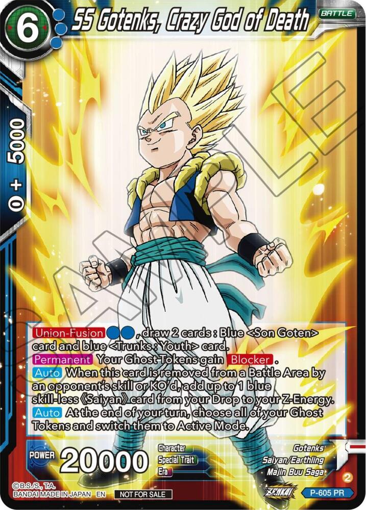 SS Gotenks Crazy God of Death Zenkai Series Tournament Pack Vol8 P-605 Tournament Promotion Cards Dragonball Super card