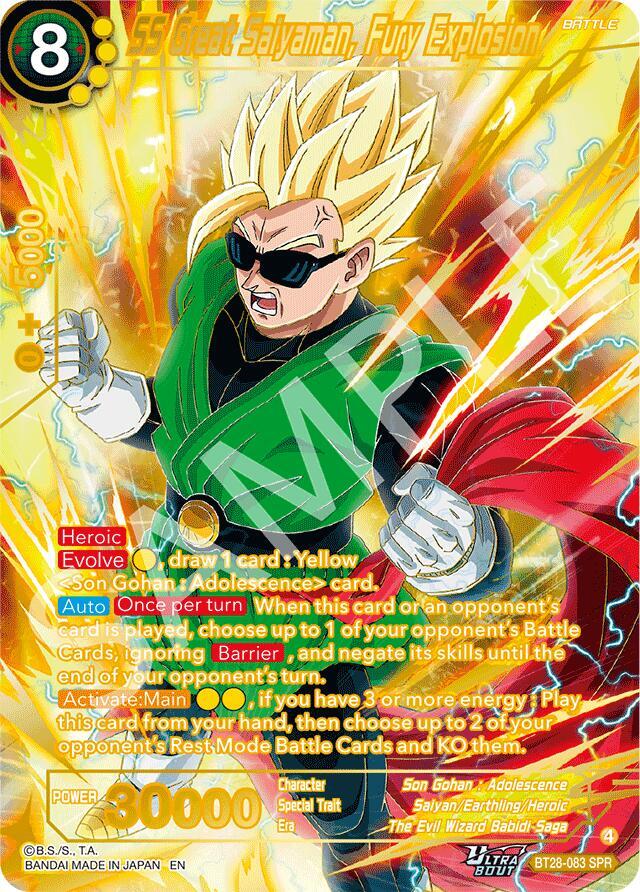 SS Great Saiyaman Fury Explosion SPR BT28-083 Prismatic Clash Dragonball Super card